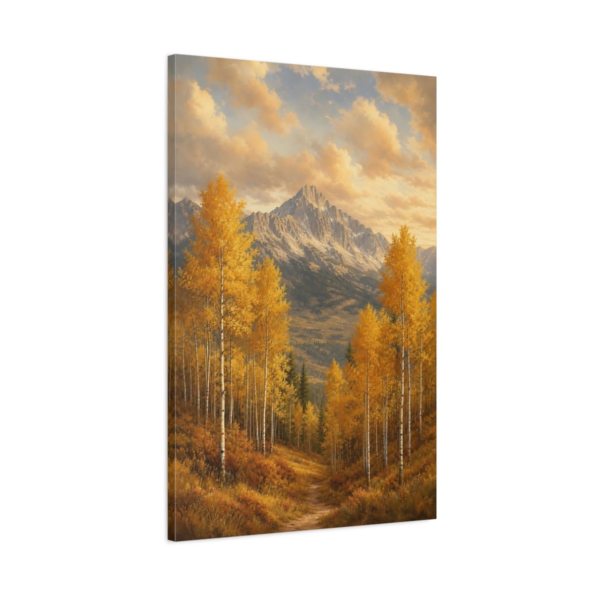 Subtle Risograph Scenic Texture Golden Aspen Canvas Wall Art Print – Living Room Decor, Above Couch - YesArtYes