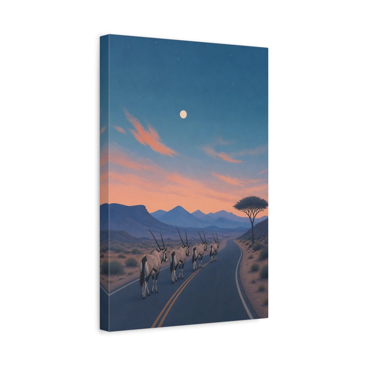 Subtle Risograph Scenic Texture Quiet Desert Canvas Print – Contemporary Living Room, Above Couch - YesArtYes