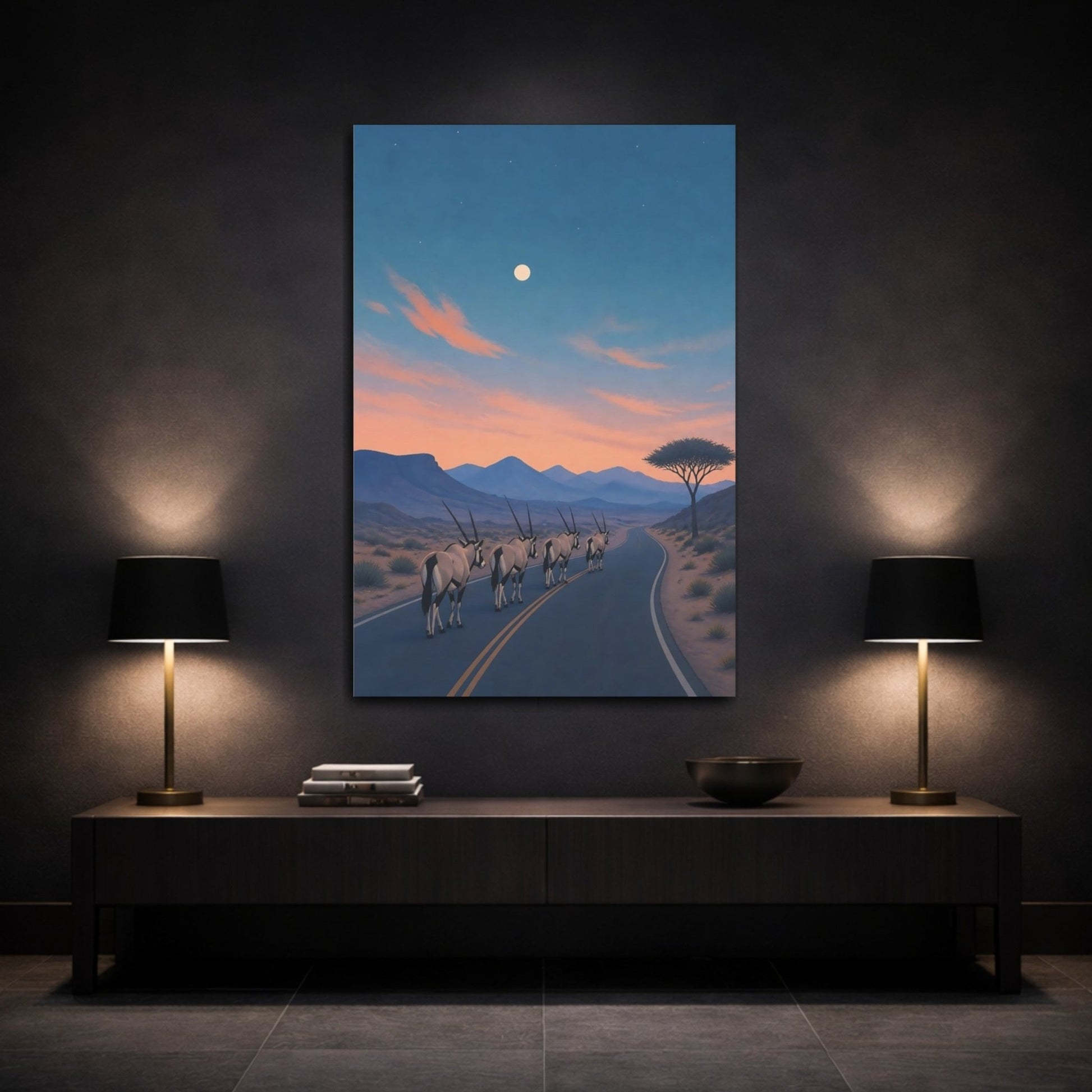 Subtle Risograph Scenic Texture Quiet Desert Canvas Print – Contemporary Living Room, Above Couch - YesArtYes