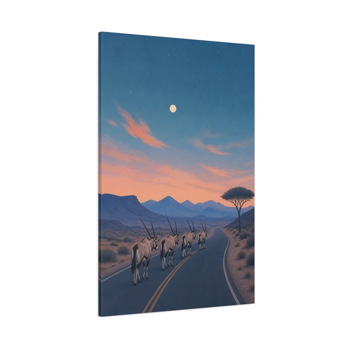 Subtle Risograph Scenic Texture Quiet Desert Canvas Print – Contemporary Living Room, Above Couch - YesArtYes