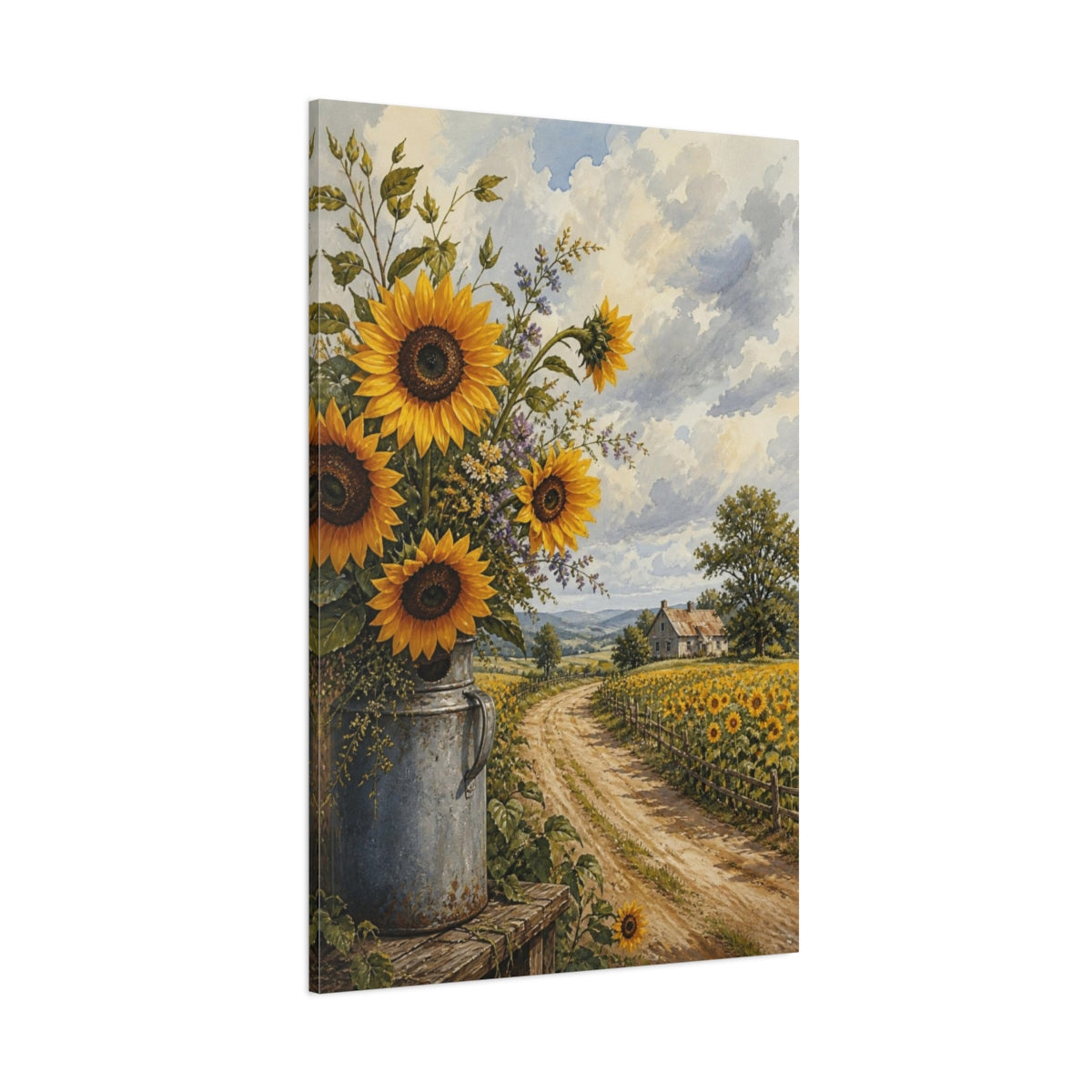Side Mockup 1. Sunflower Country Floral shown as canvas print