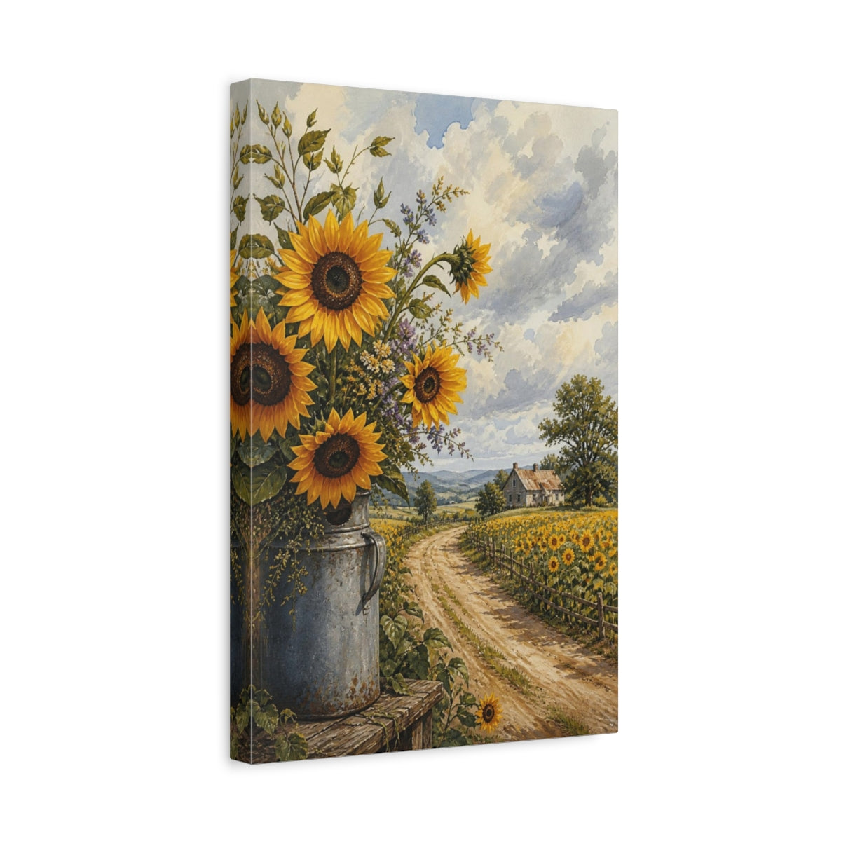 Side Mockup 4. Sunflower Country Floral shown as canvas print