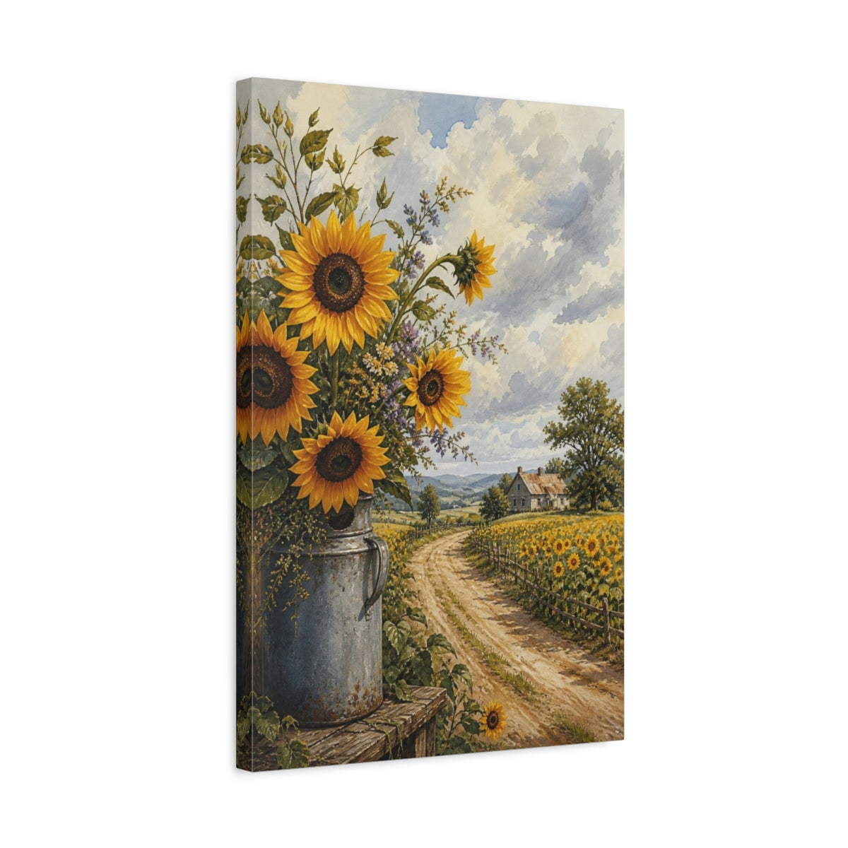 Side Mockup 3. Sunflower Country Floral shown as canvas print