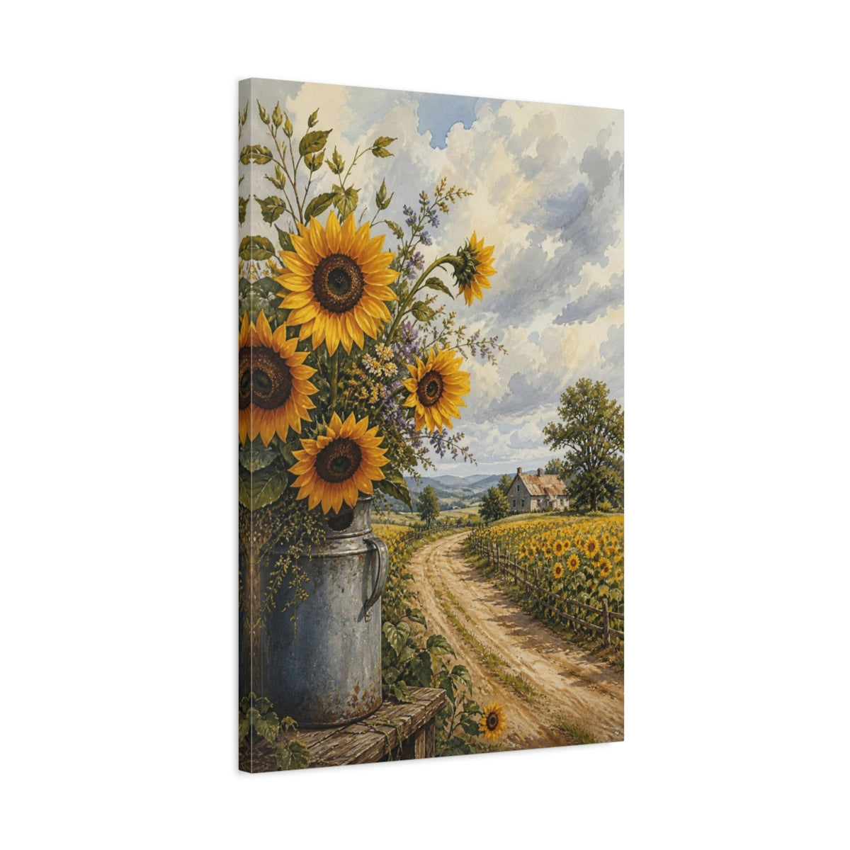 Side Mockup 2. Sunflower Country Floral shown as canvas print