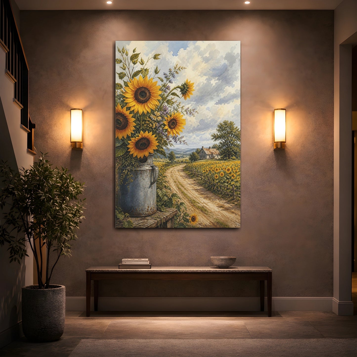 Mockup 2. Sunflower Country Floral shown as canvas print