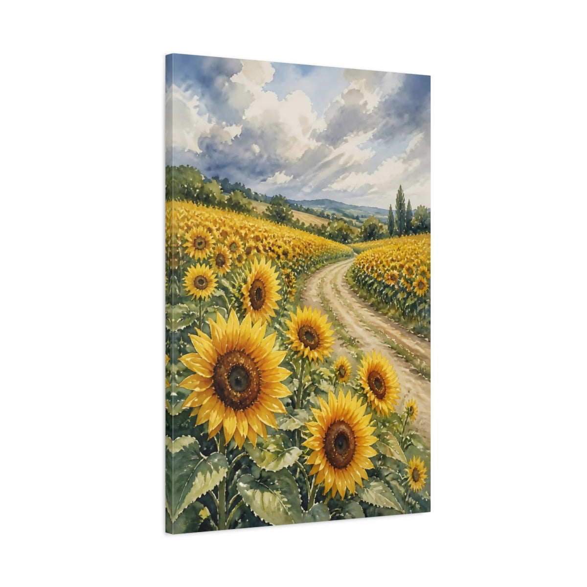 Main Mockup. Sunflower Floral Path shown as canvas print