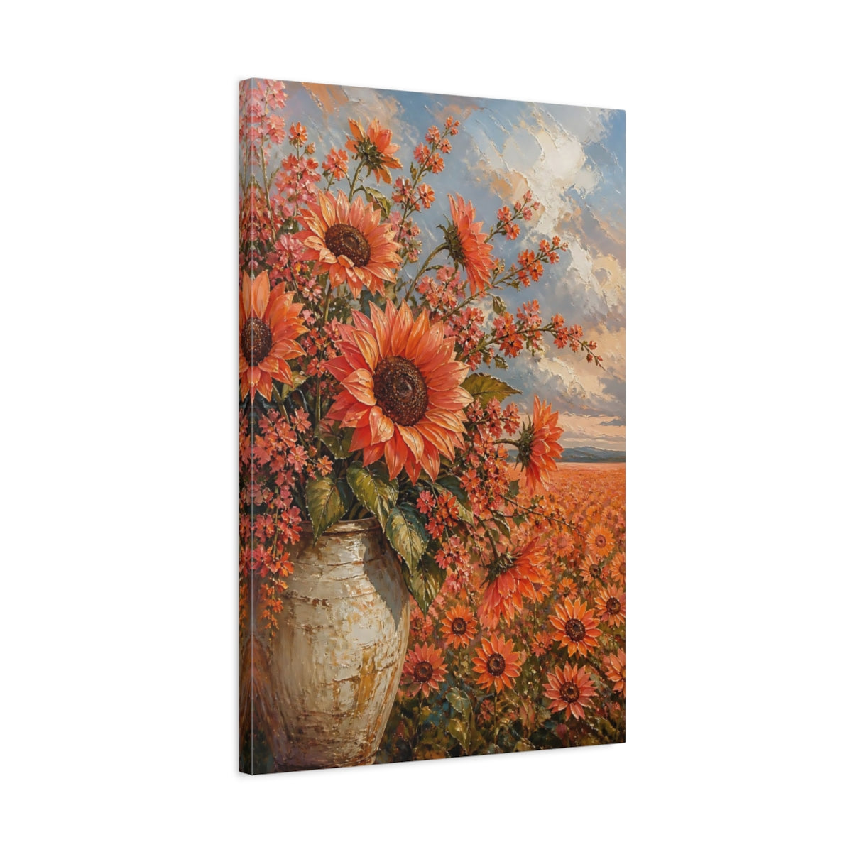 Side Mockup 2. Sunflower Flowers Arrangement shown as canvas print