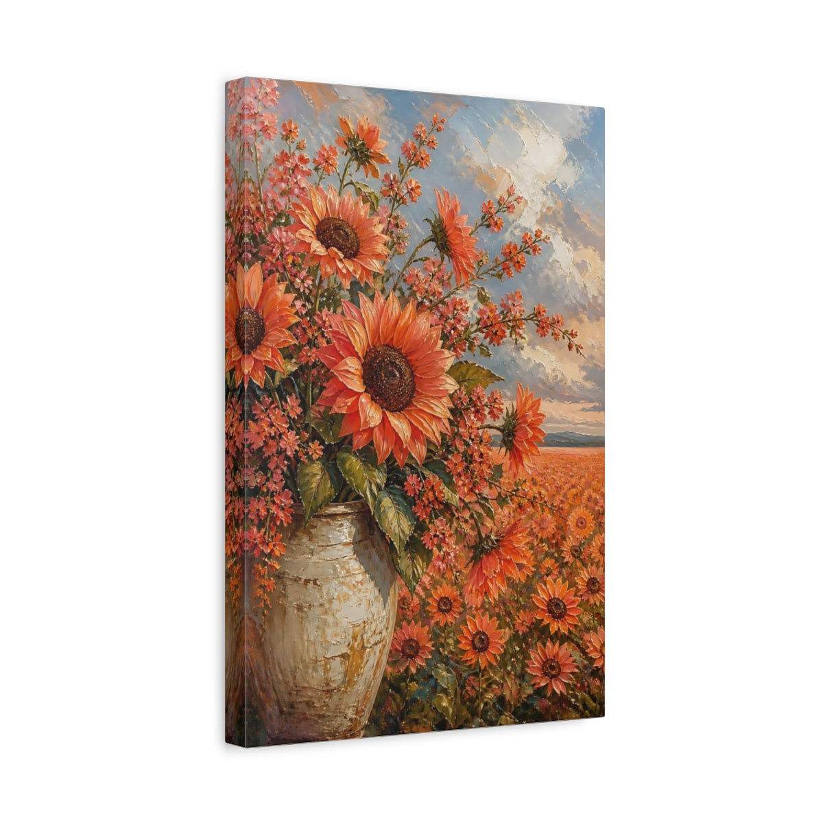 Side Mockup 4. Sunflower Flowers Arrangement shown as canvas print