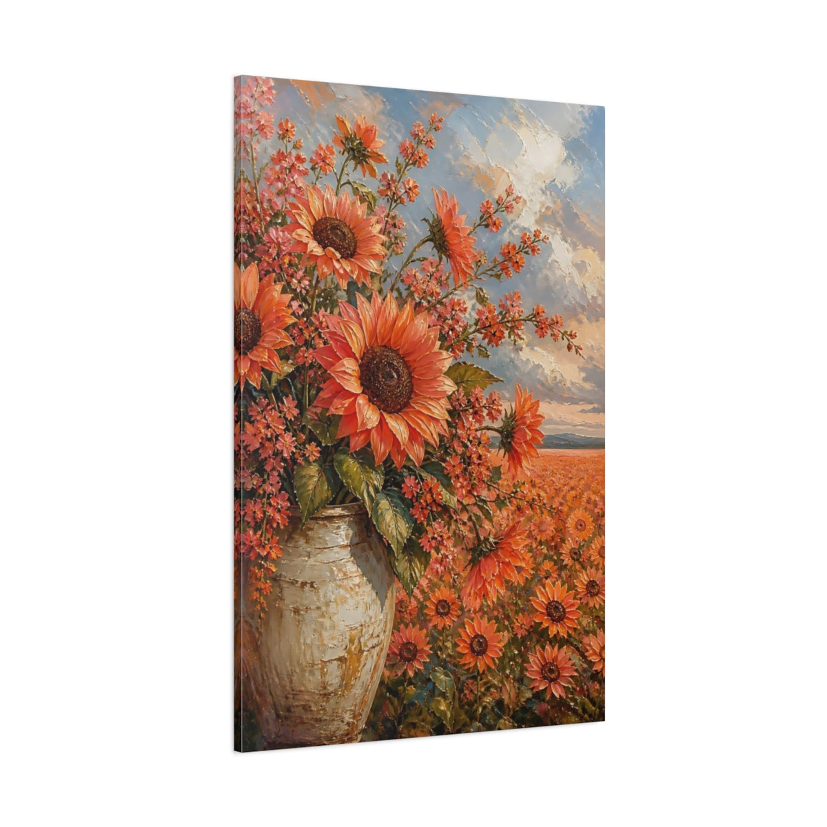 Side Mockup 1. Sunflower Flowers Arrangement shown as canvas print