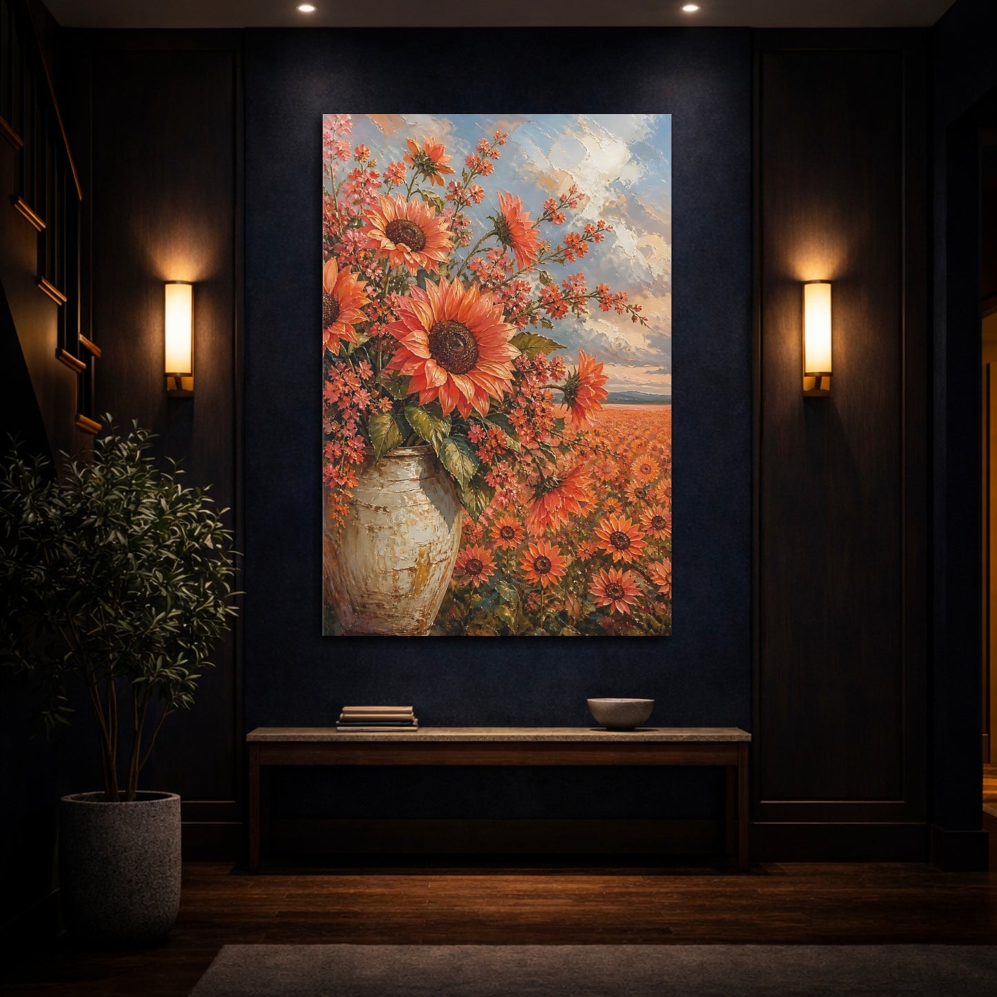 Mockup 4. Sunflower Flowers Arrangement shown as canvas print