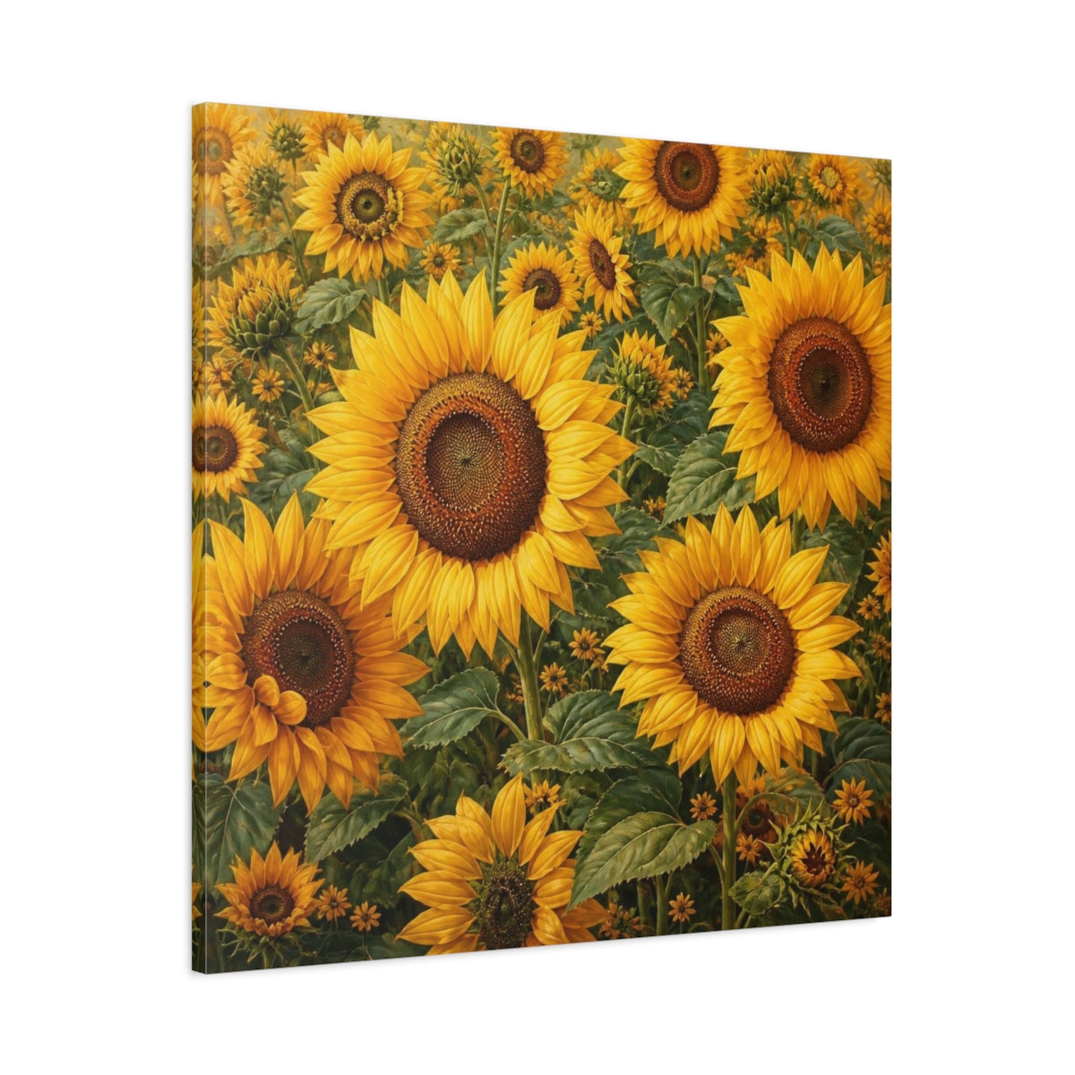 Main Mockup. Sunflower Meadow Flowers shown as canvas print