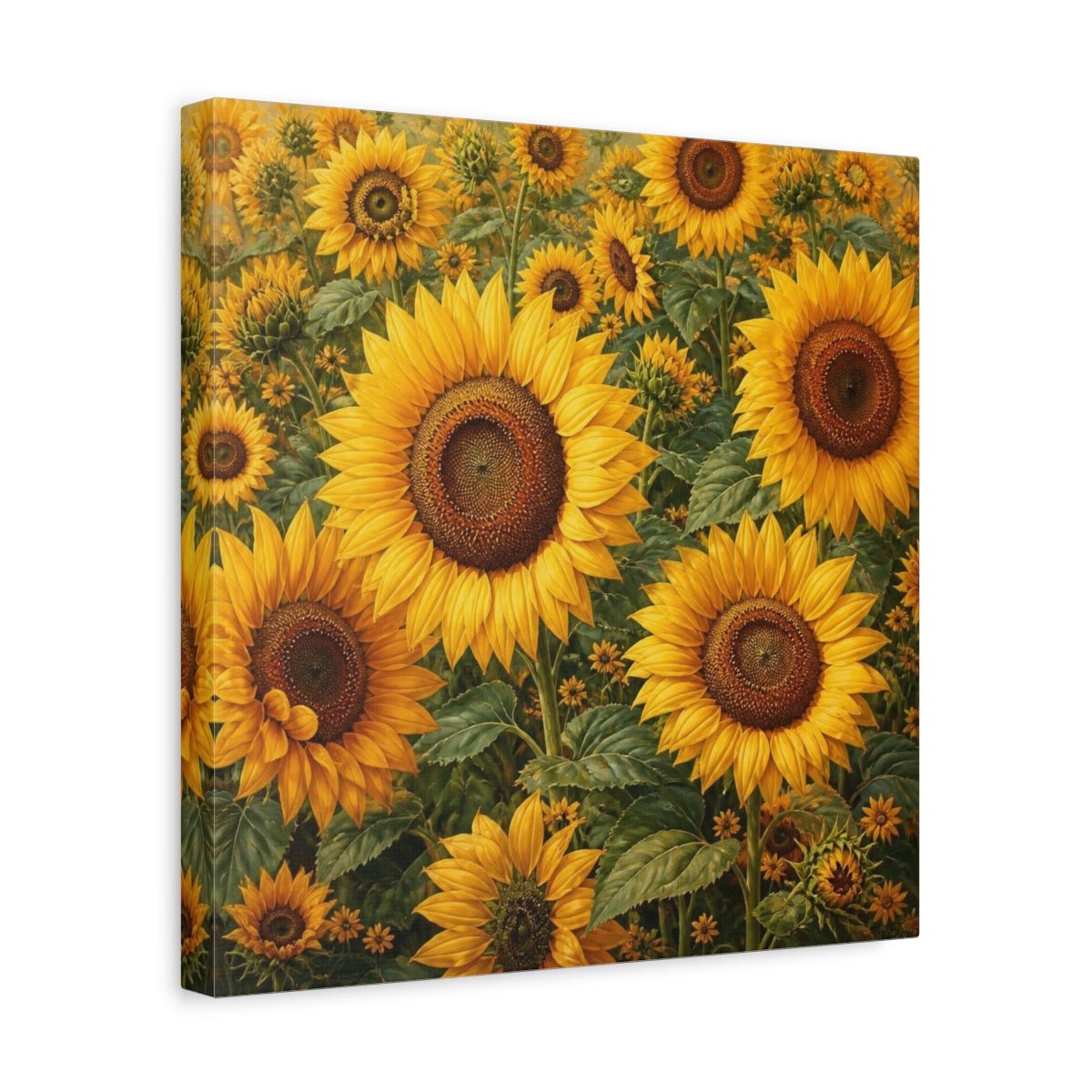 Sunflower Meadow Flowers Canvas Print – Living Room, Above Fireplace, Golden Yellow - YesArtYes