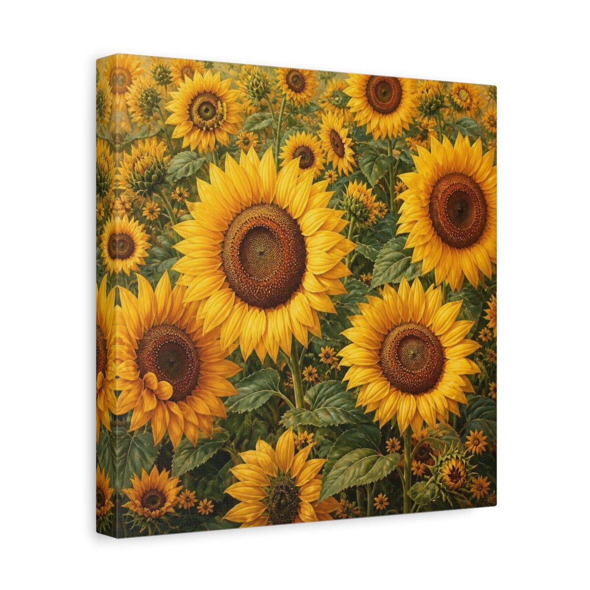 Sunflower Meadow Flowers Canvas Print – Living Room, Above Fireplace, Golden Yellow - YesArtYes