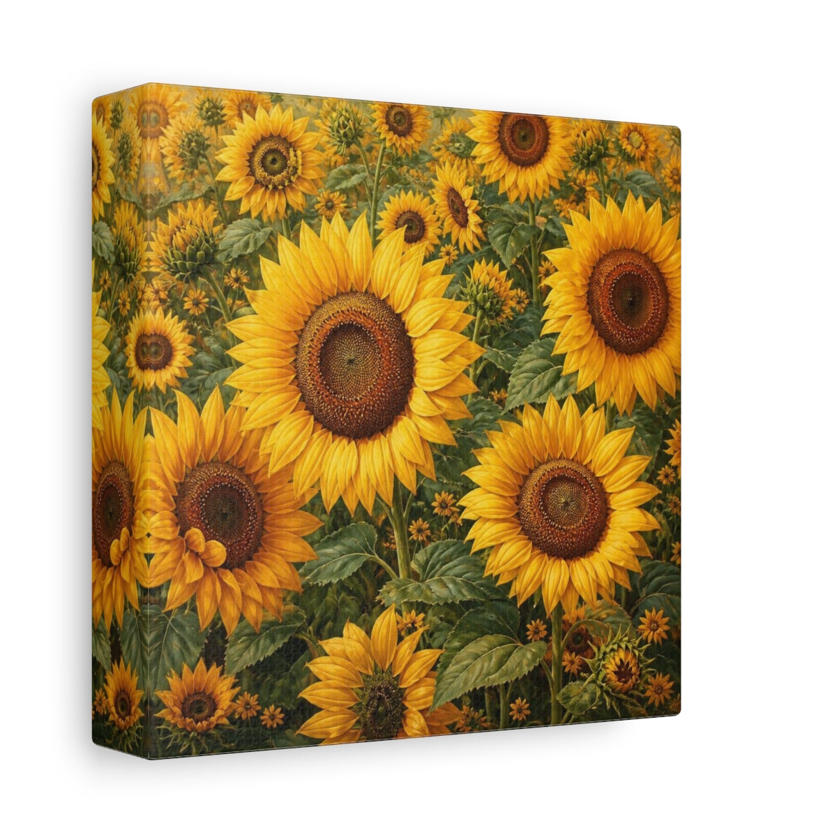 Side Mockup 2. Sunflower Meadow Flowers shown as canvas print