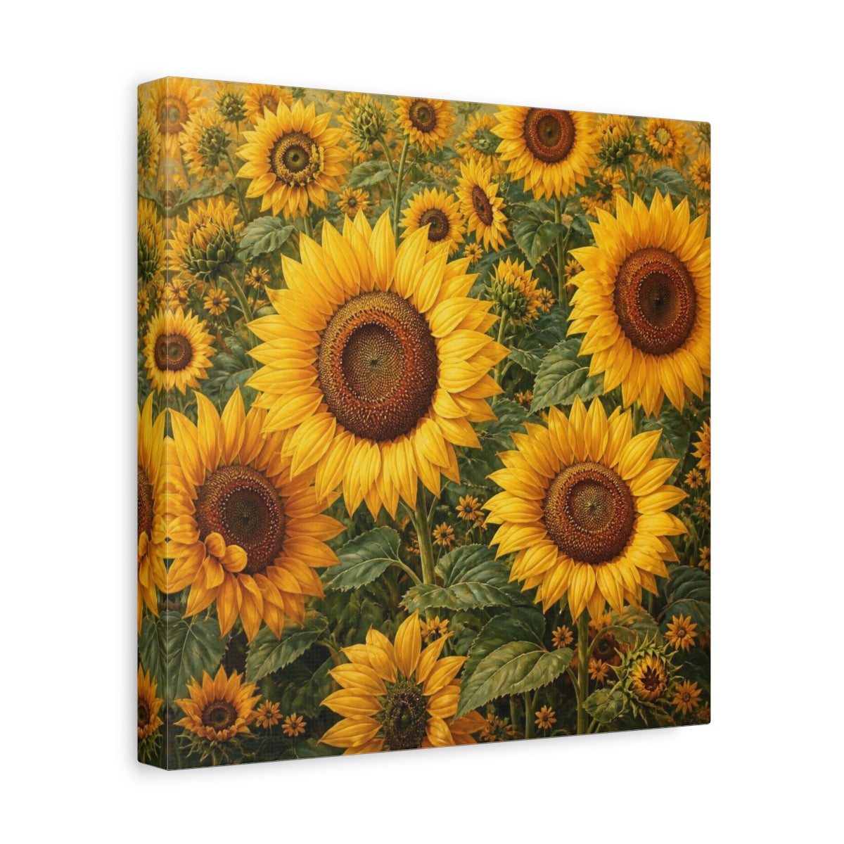 Side Mockup 8. Sunflower Meadow Flowers shown as canvas print