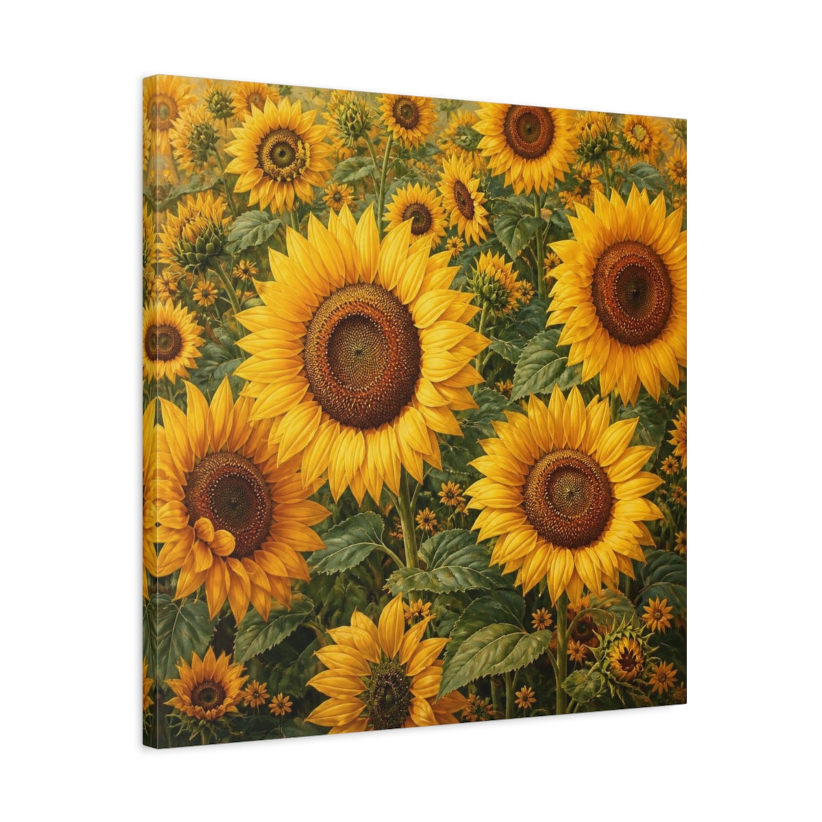 Side Mockup 4. Sunflower Meadow Flowers shown as canvas print