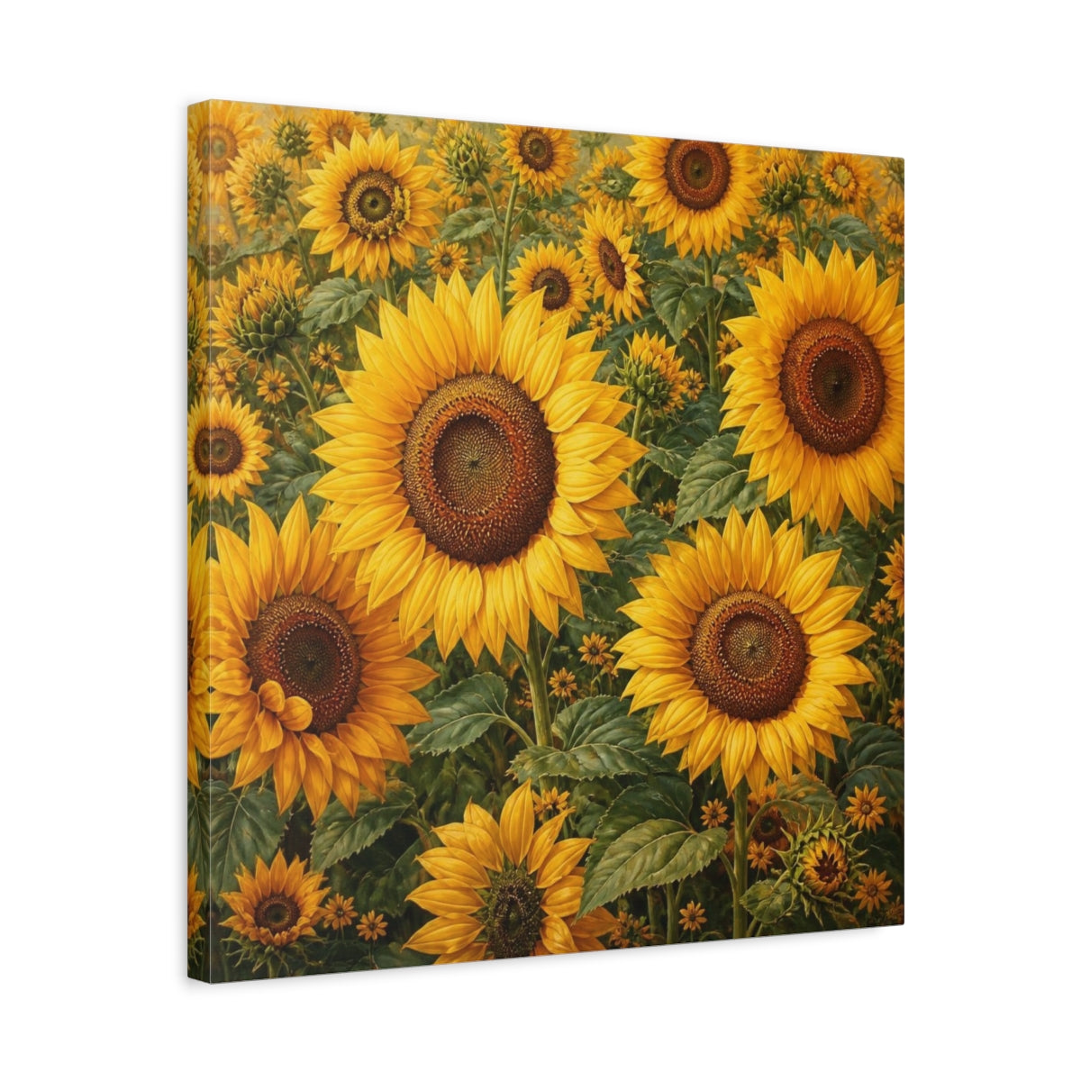 Side Mockup 5. Sunflower Meadow Flowers shown as canvas print