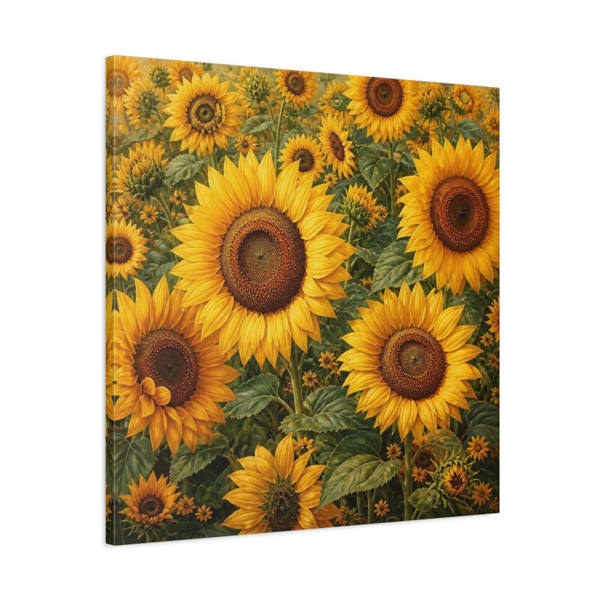 Side Mockup 3. Sunflower Meadow Flowers shown as canvas print