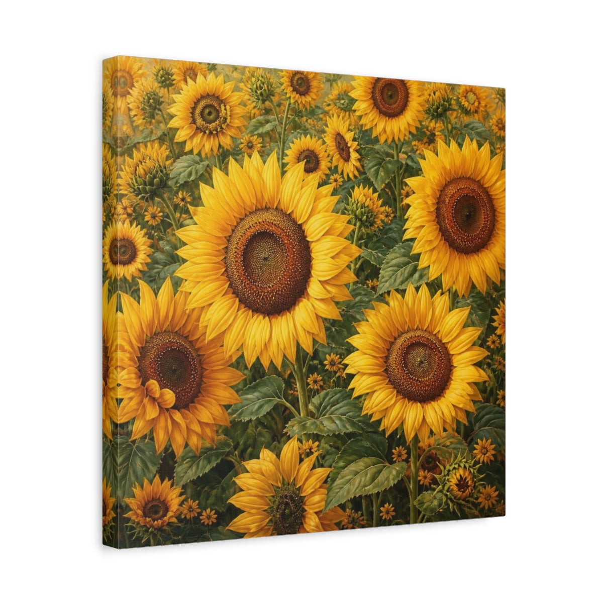 Side Mockup 6. Sunflower Meadow Flowers shown as canvas print