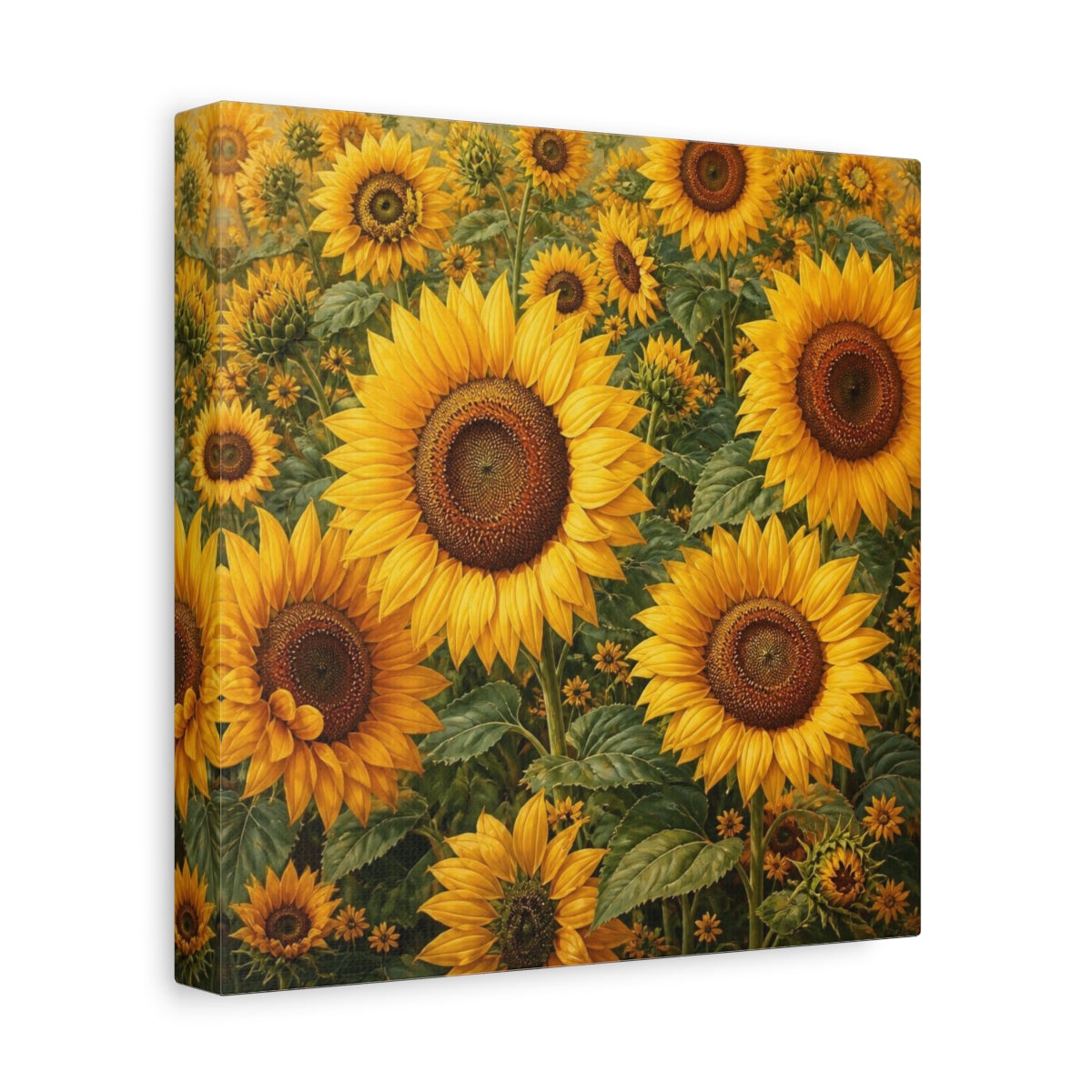 Side Mockup 9. Sunflower Meadow Flowers shown as canvas print