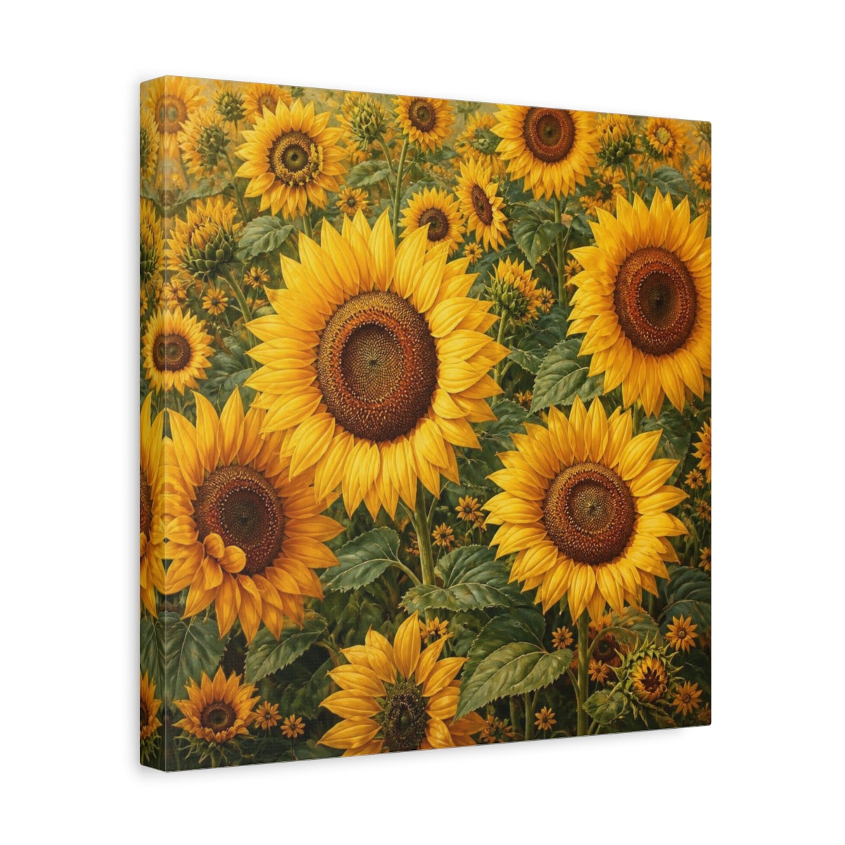 Side Mockup 7. Sunflower Meadow Flowers shown as canvas print