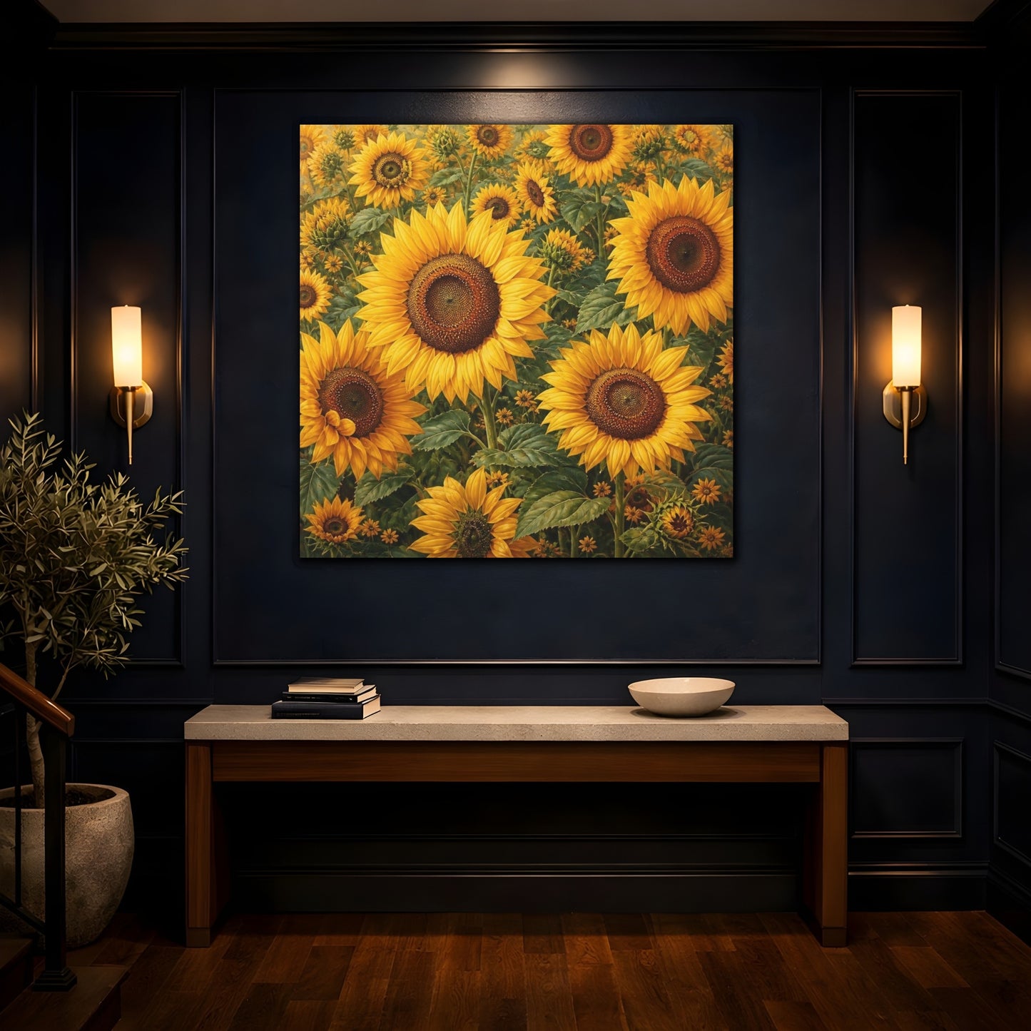 Mockup 4. Sunflower Meadow Flowers shown as canvas print