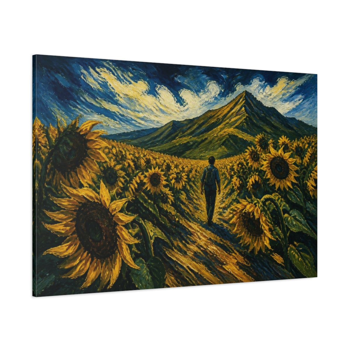 Side Mockup 1. Sunflower Motivation Path shown as canvas print