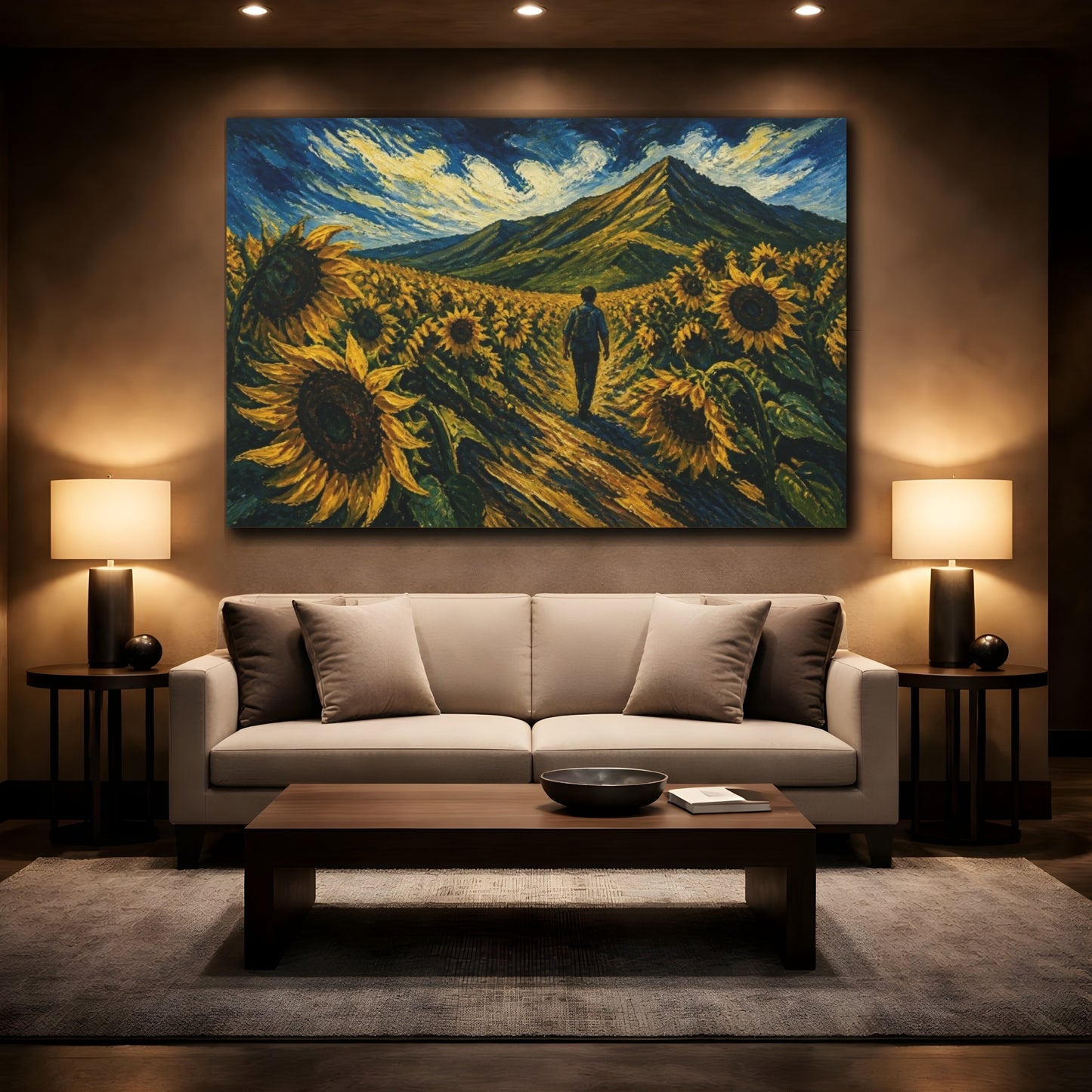 Mockup 2. Sunflower Motivation Path shown as canvas print