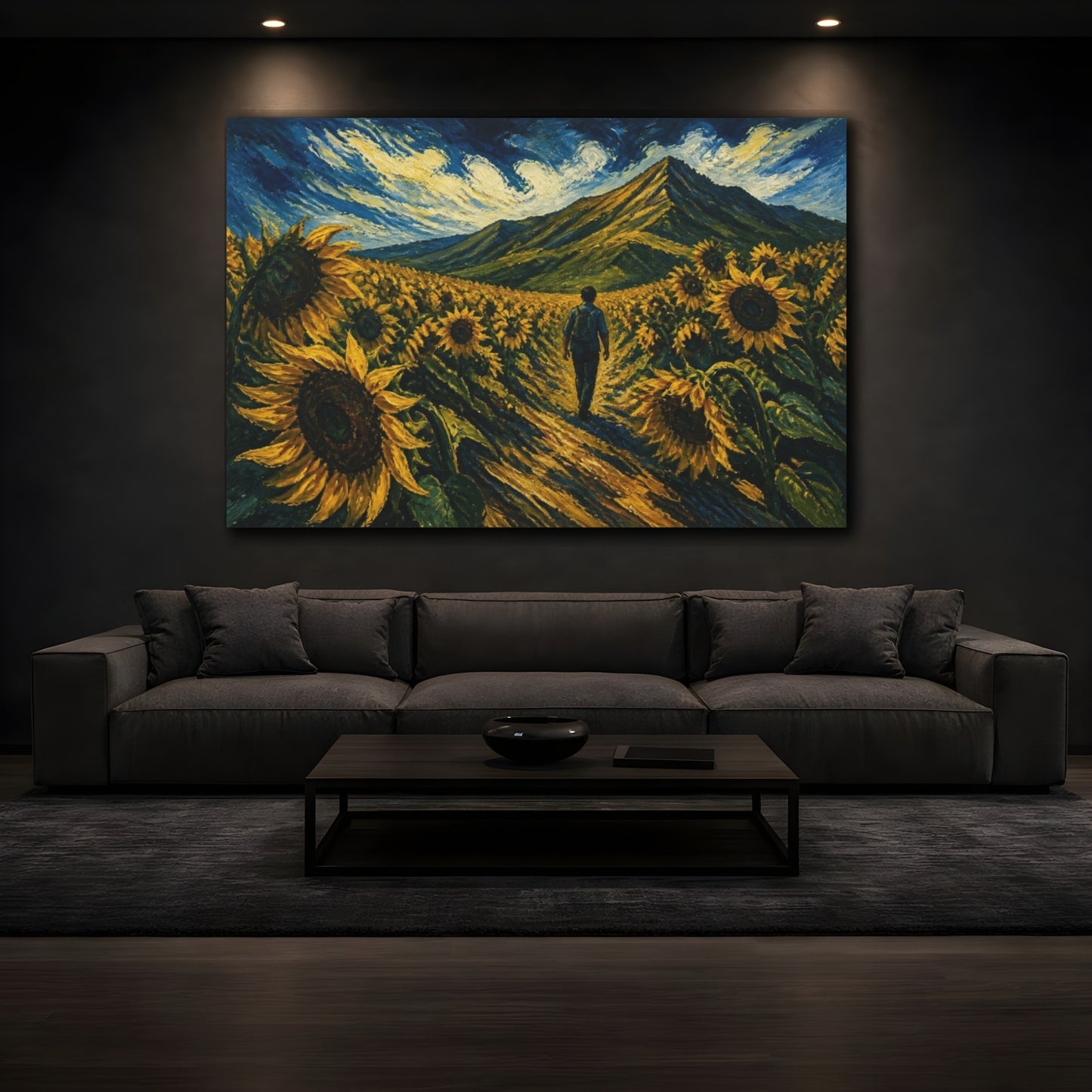 Mockup 3. Sunflower Motivation Path shown as canvas print