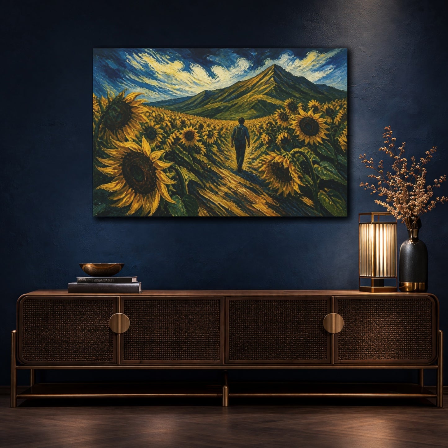 Mockup 4. Sunflower Motivation Path shown as canvas print