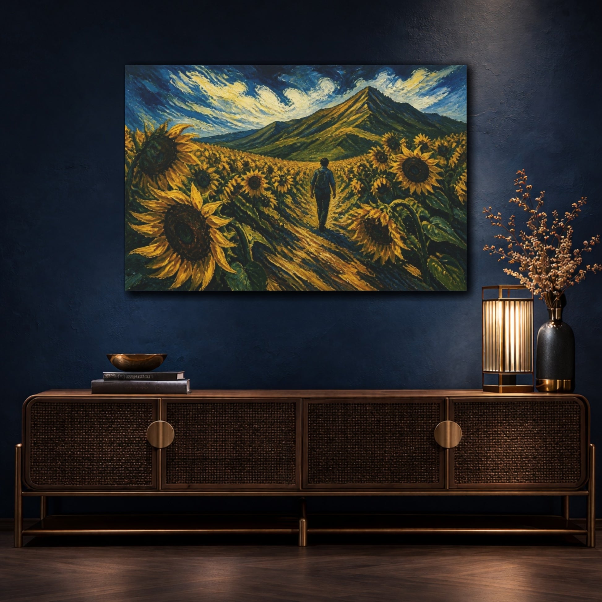 Mockup 4. Sunflower Motivation Path shown as canvas print