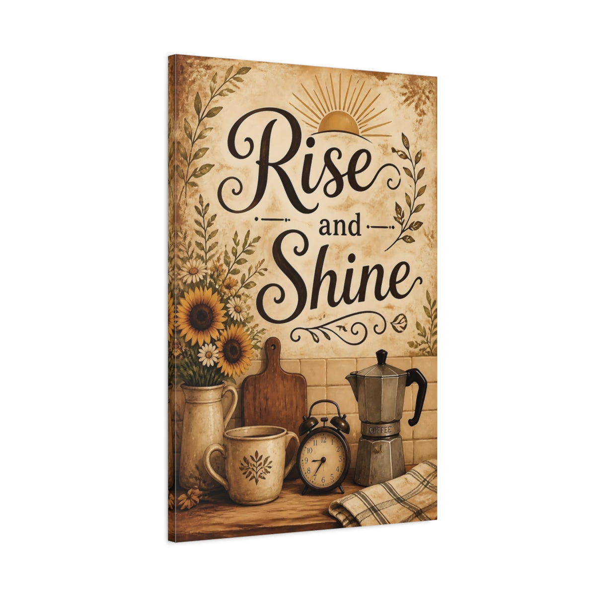 Main Mockup. Sunflower Rise And Shine shown as canvas print