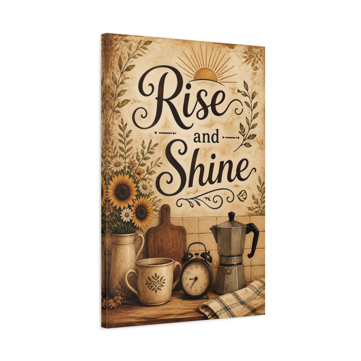 Side Mockup 2. Sunflower Rise And Shine shown as canvas print
