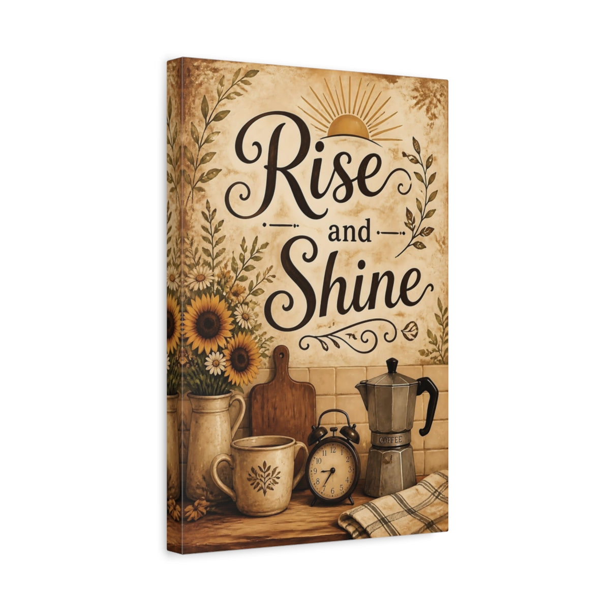 Side Mockup 4. Sunflower Rise And Shine shown as canvas print
