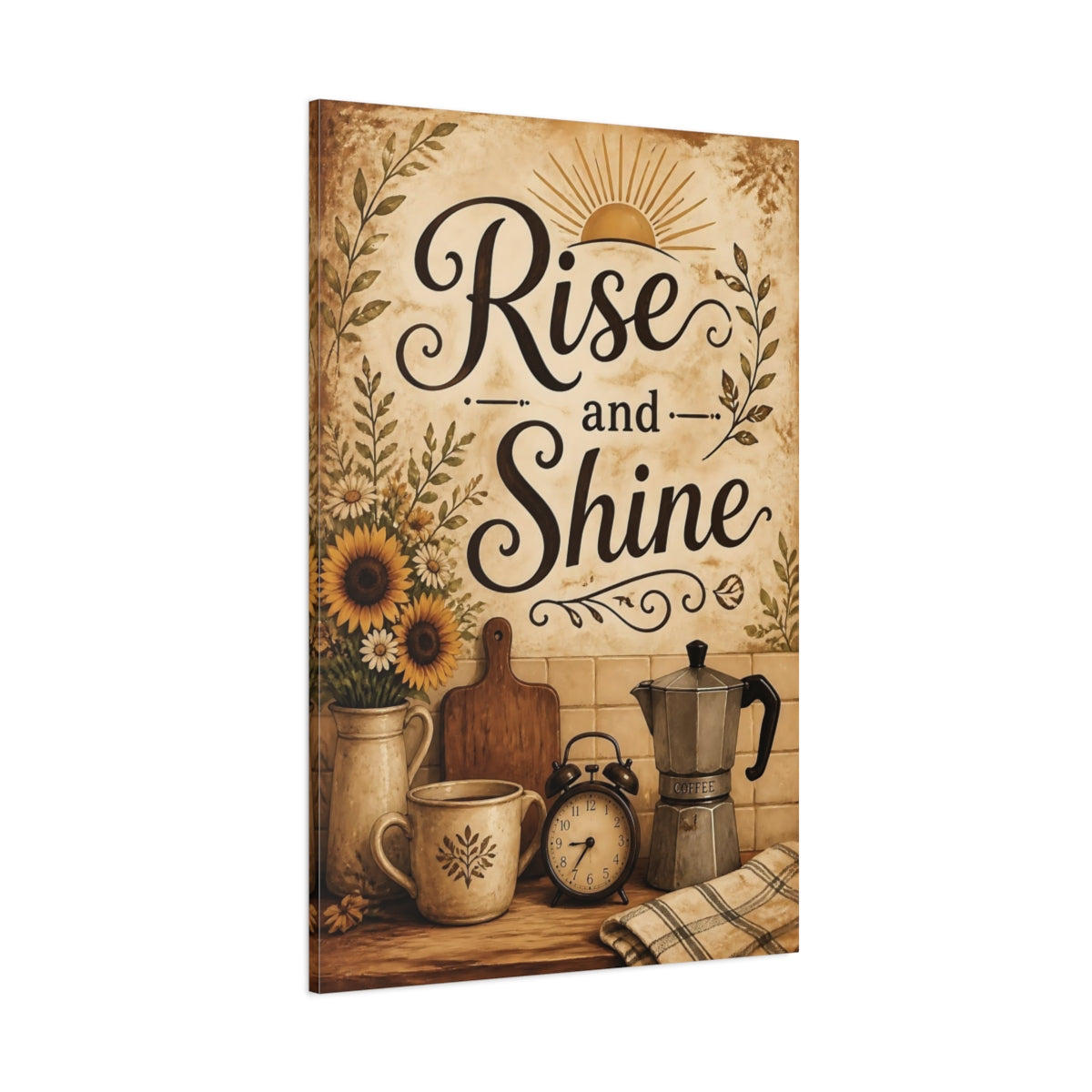Side Mockup 1. Sunflower Rise And Shine shown as canvas print