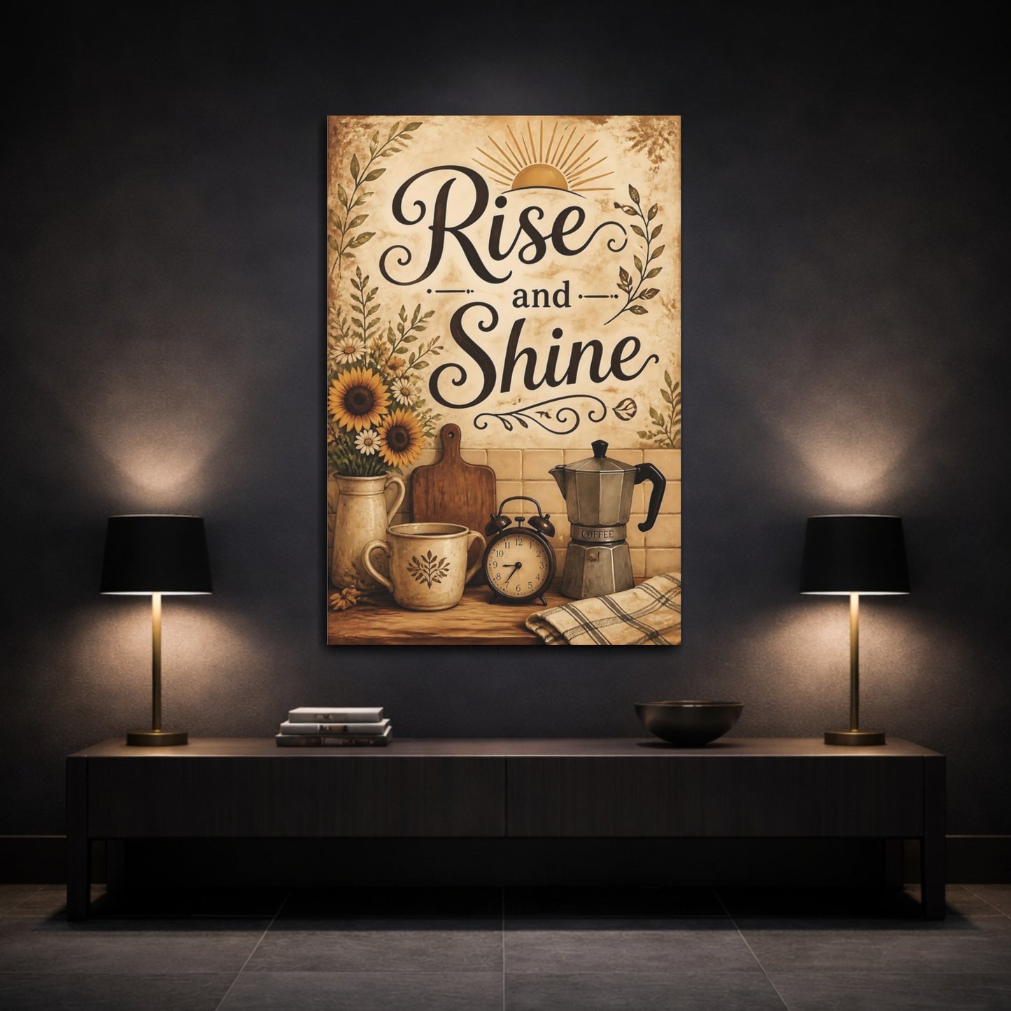 Mockup 3. Sunflower Rise And Shine shown as canvas print