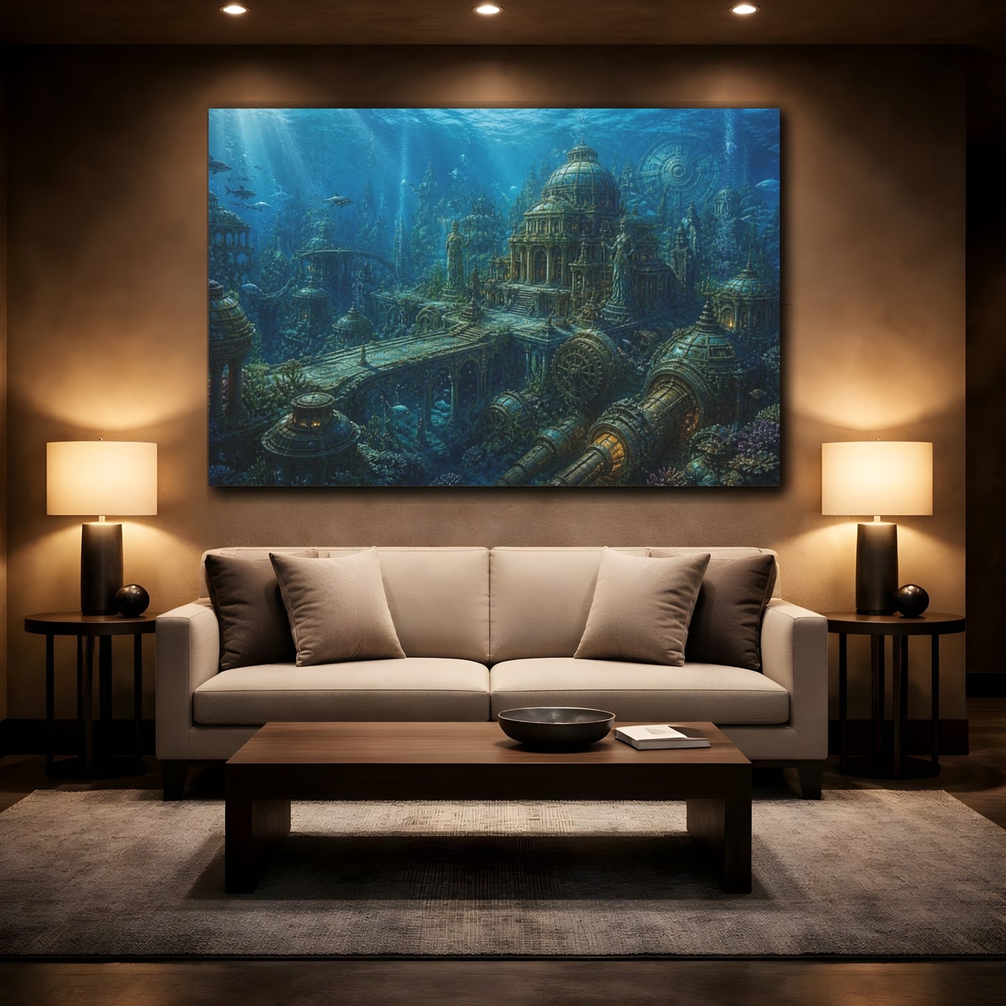 Mockup 2. Sunken Ocean City shown as canvas print