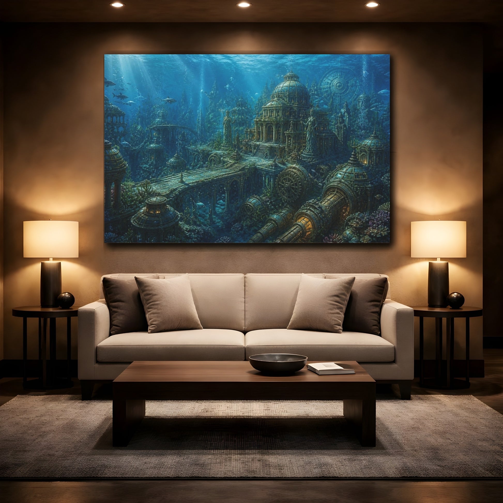 Mockup 2. Sunken Ocean City shown as canvas print