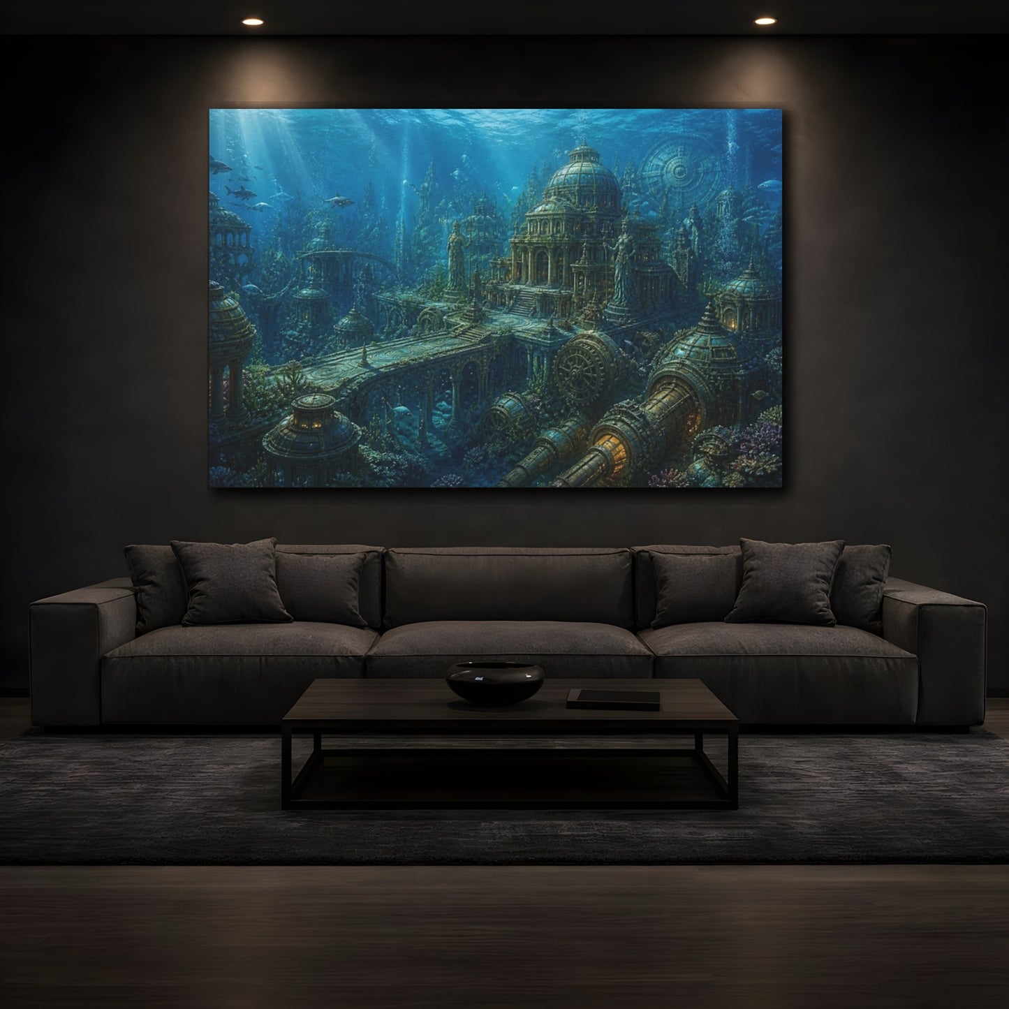 Mockup 3. Sunken Ocean City shown as canvas print