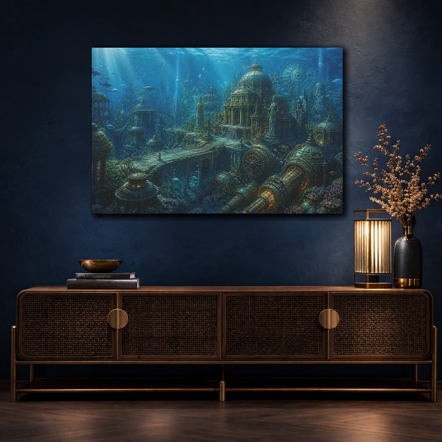 Mockup 4. Sunken Ocean City shown as canvas print