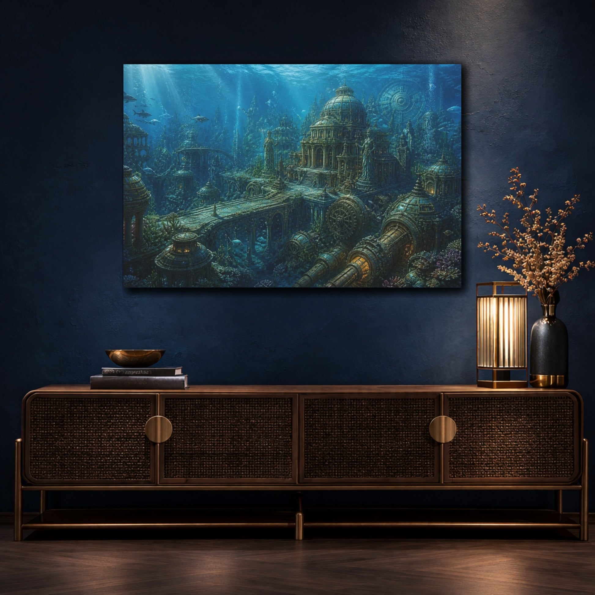 Mockup 4. Sunken Ocean City shown as canvas print