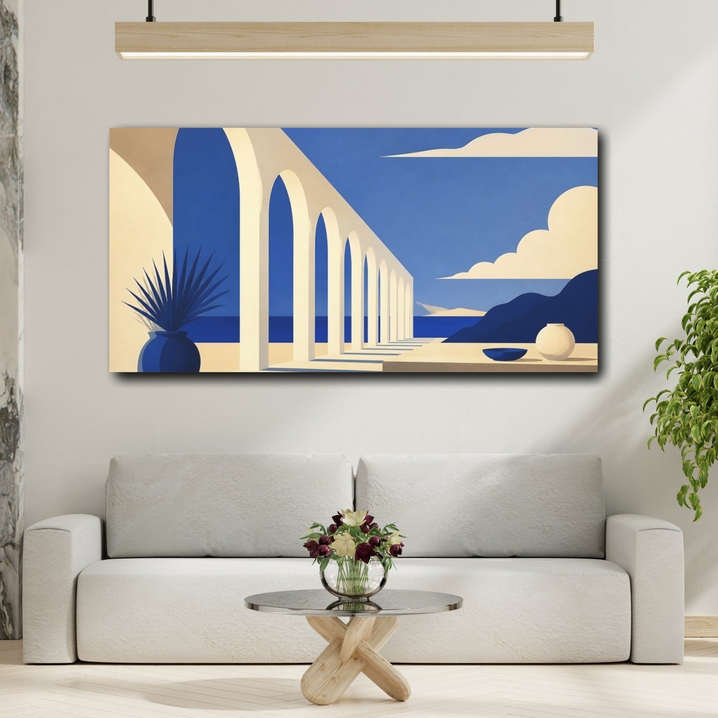 Mockup 2. Sunlit Archway By Sea shown as canvas print