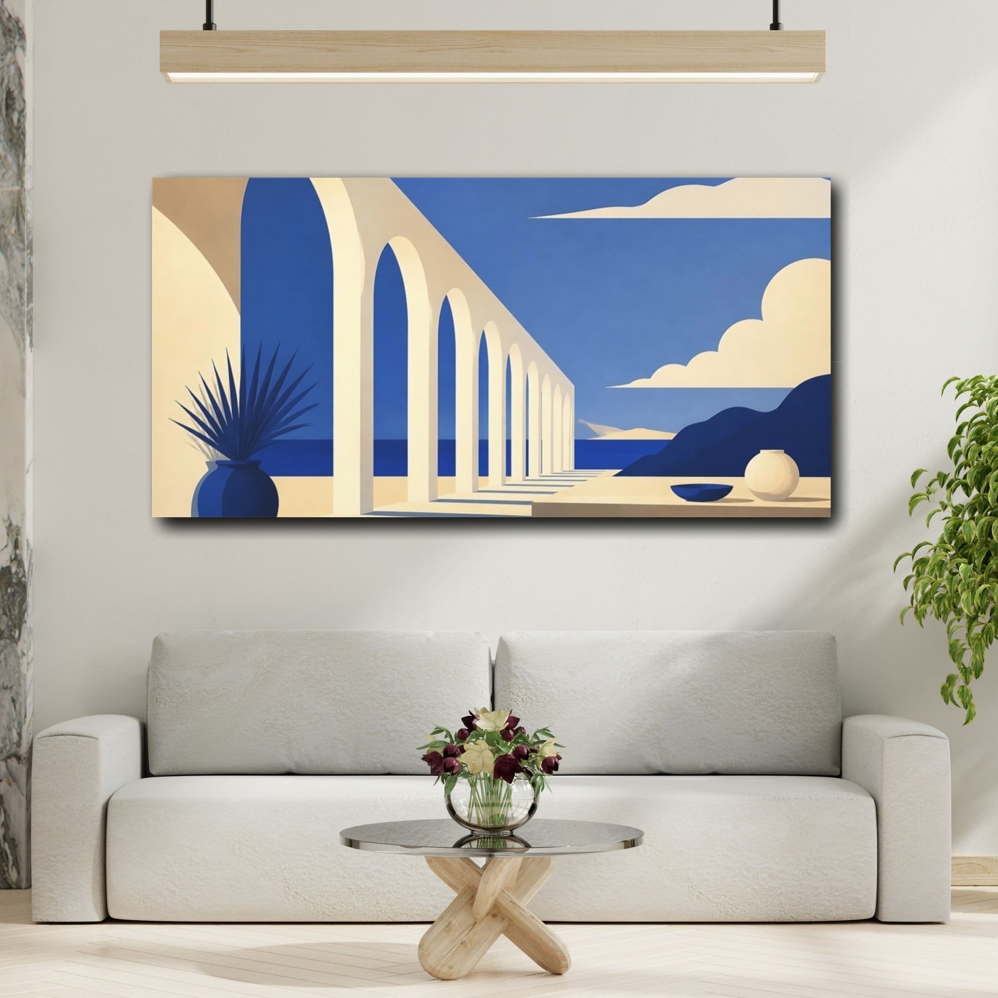 Mockup 2. Sunlit Archway By Sea shown as canvas print