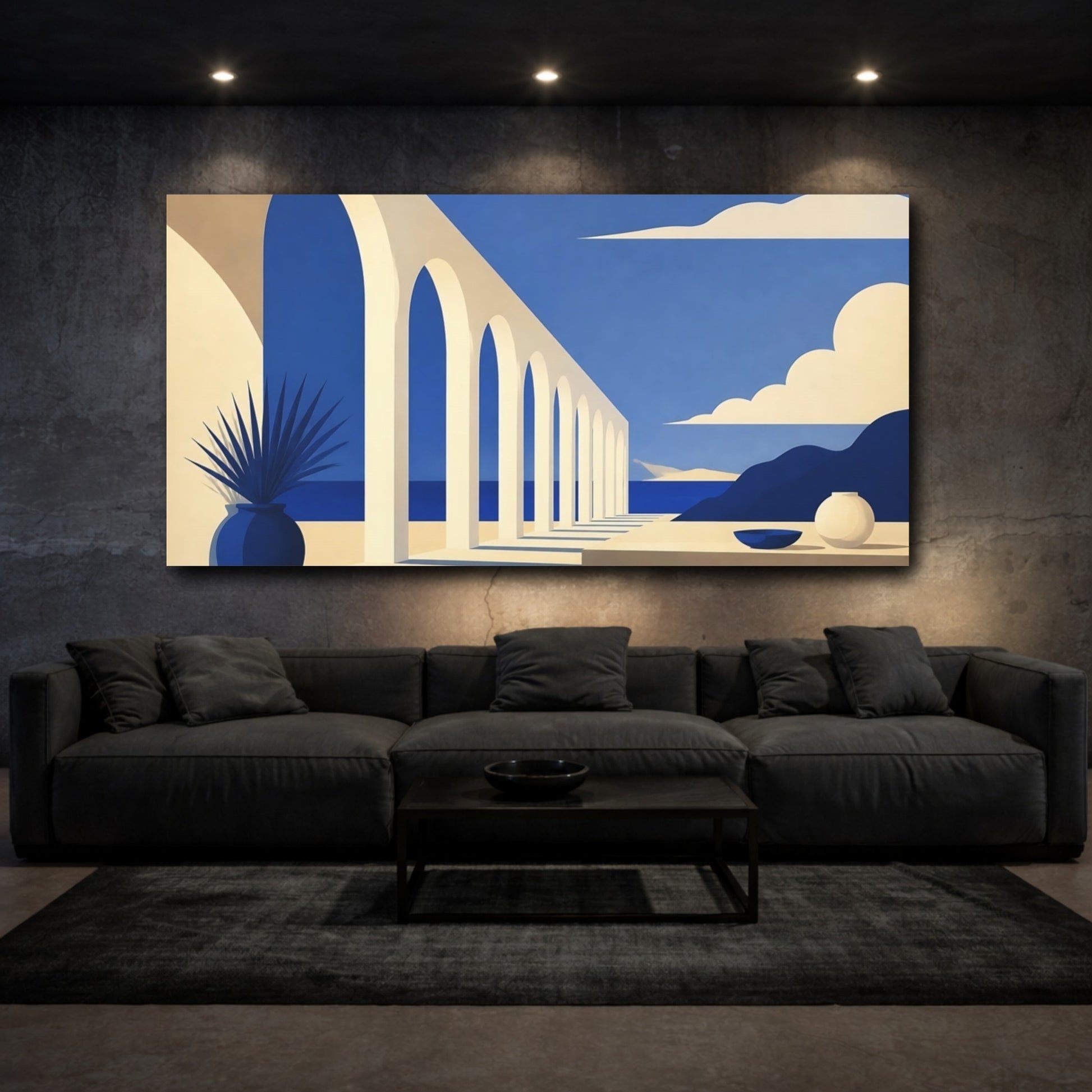 Mockup 3. Sunlit Archway By Sea shown as canvas print