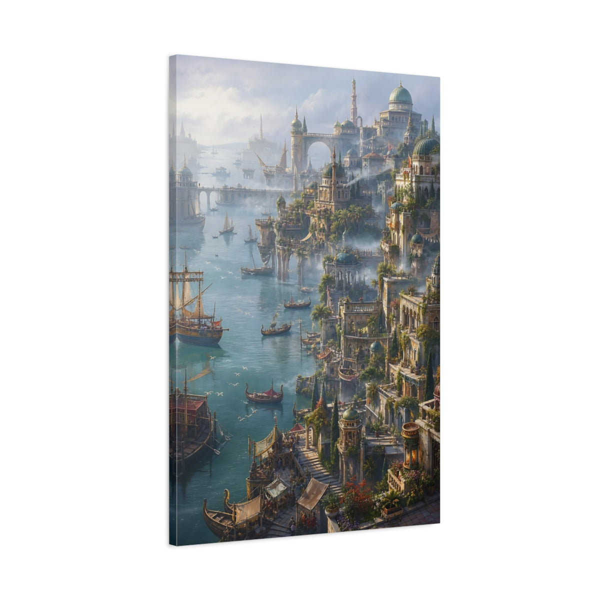 Main Mockup. Sunlit Harbor Citadel shown as canvas print