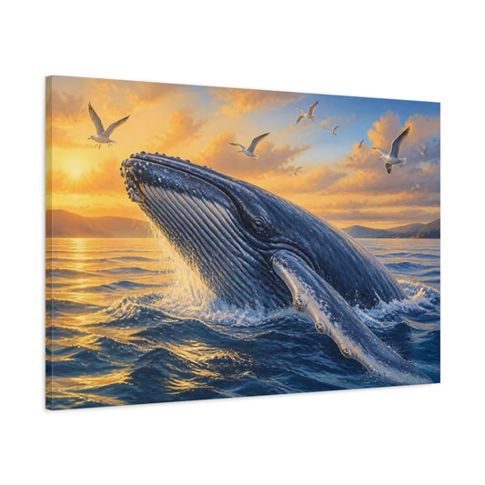 Main Mockup. Sunlit Humpback Whale shown as canvas print