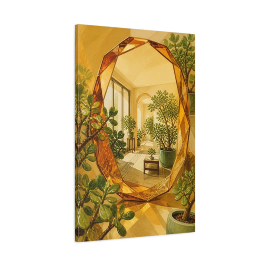 Main Mockup. Sunlit Jade Mirror shown as canvas print