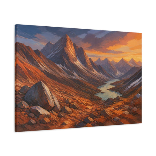 Main Mockup. Sunlit Mountain Pass shown as canvas print