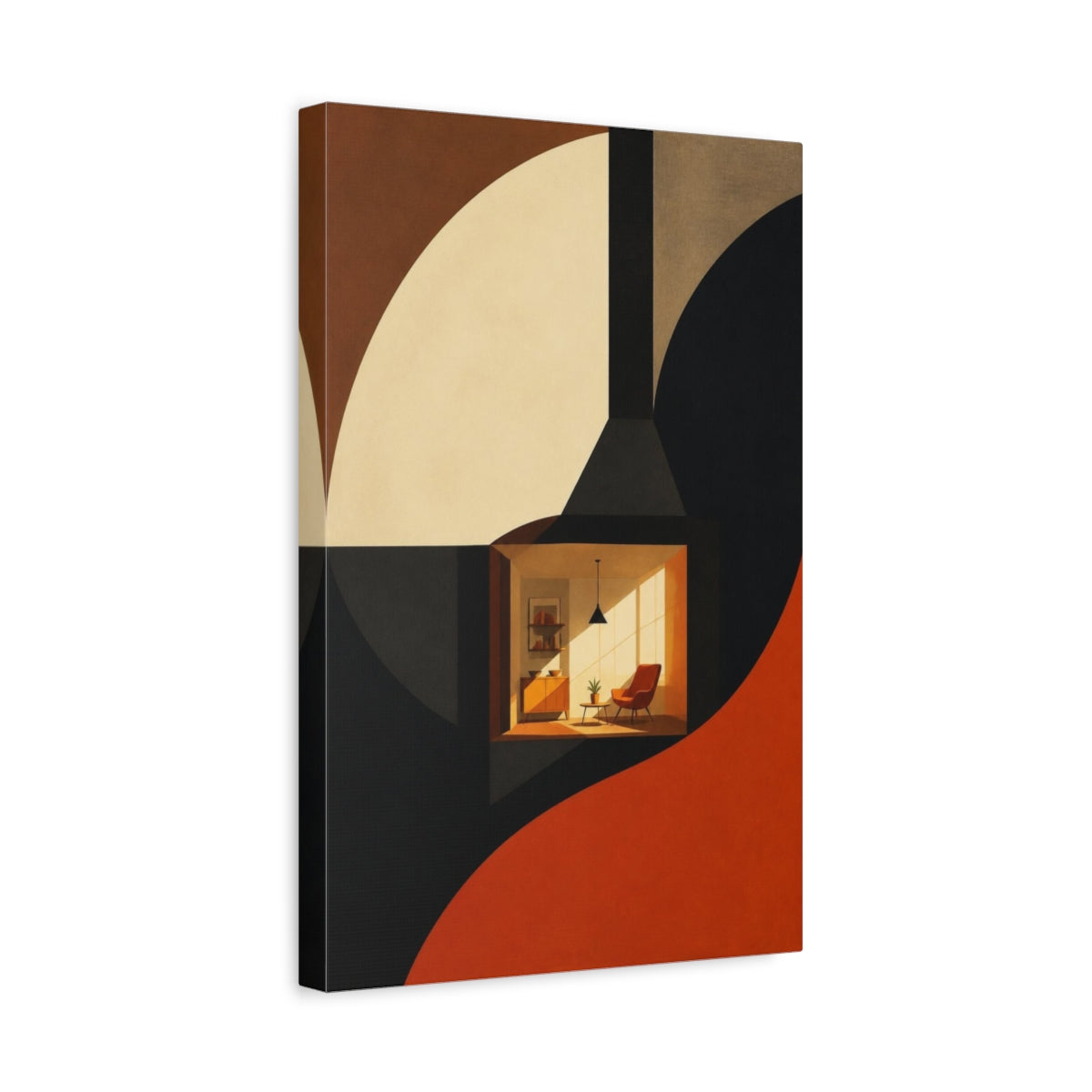 Side Mockup 4. Sunlit Reading Nook shown as canvas print