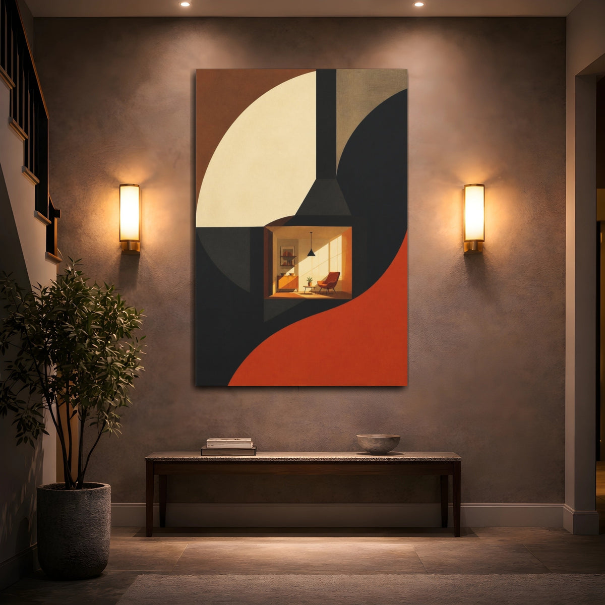 Mockup 2. Sunlit Reading Nook shown as canvas print